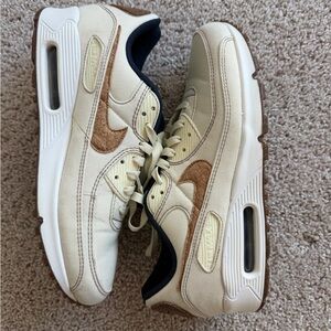 Nike Air Max 90 Cream and Brown Canvas Sneakers